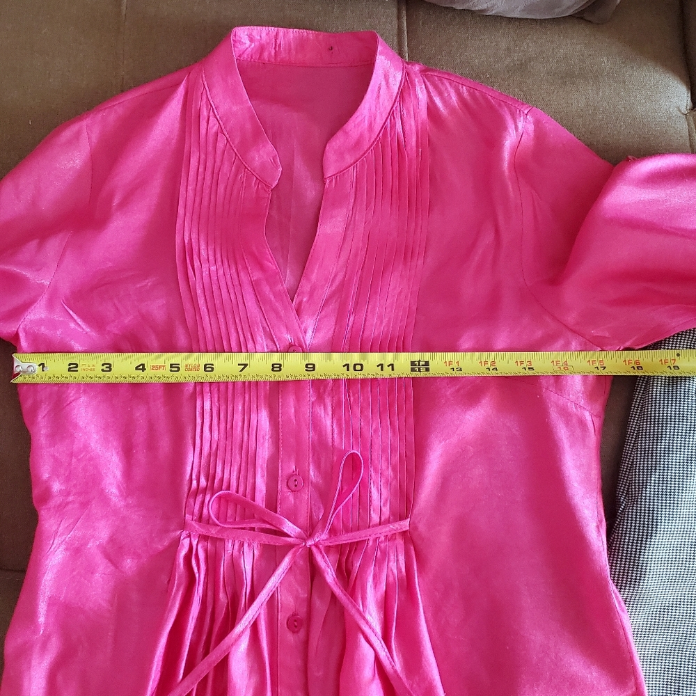 Iridescent Berry Drawstring Asymmetrical Blouse - image 5